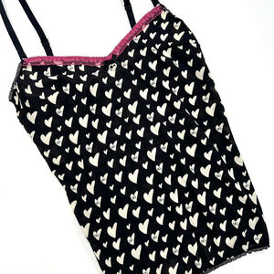 y2k D&G black and white tank top heart print, pink lace